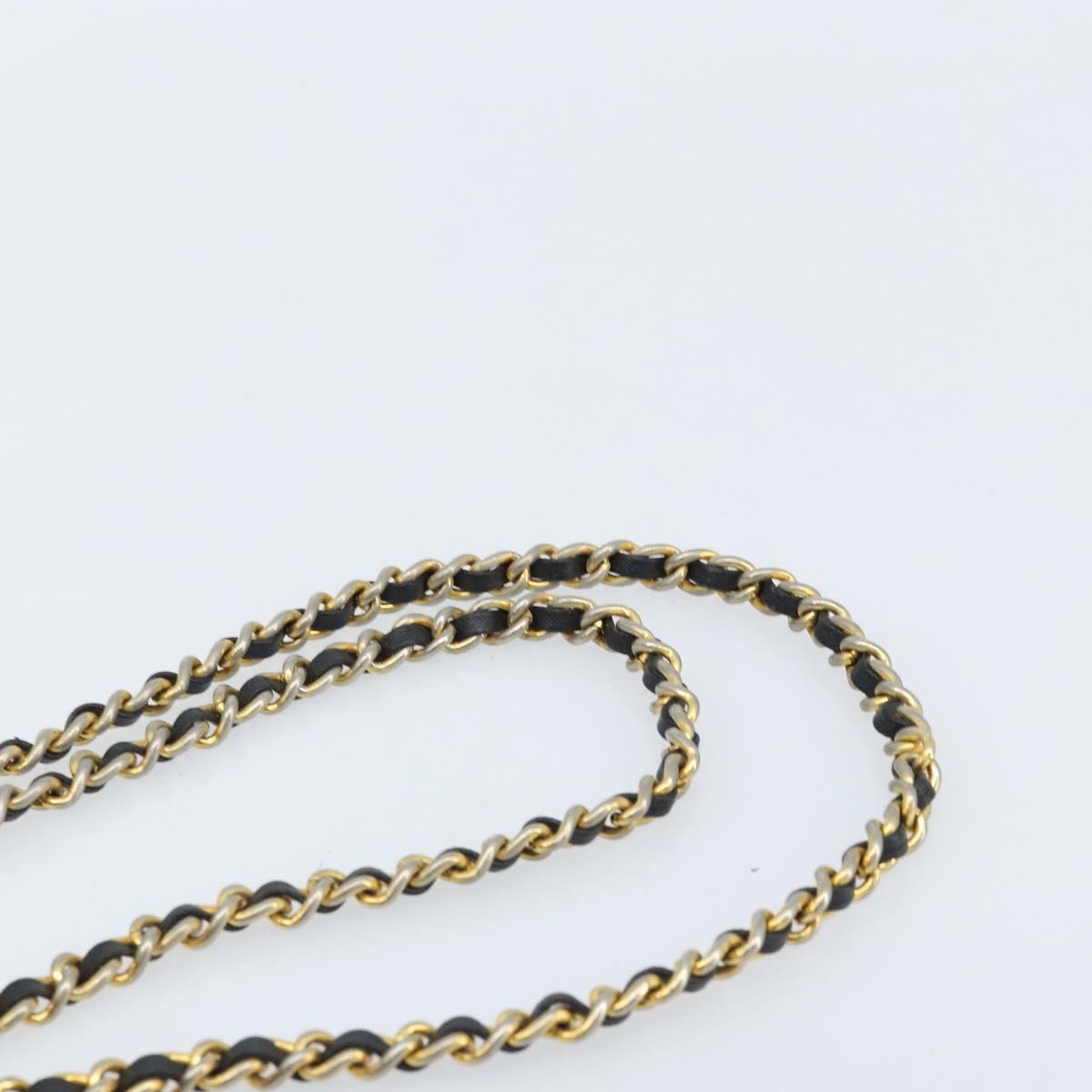 PRADA Chain Shoulder Bag Nylon Gold Black Auth bs34054