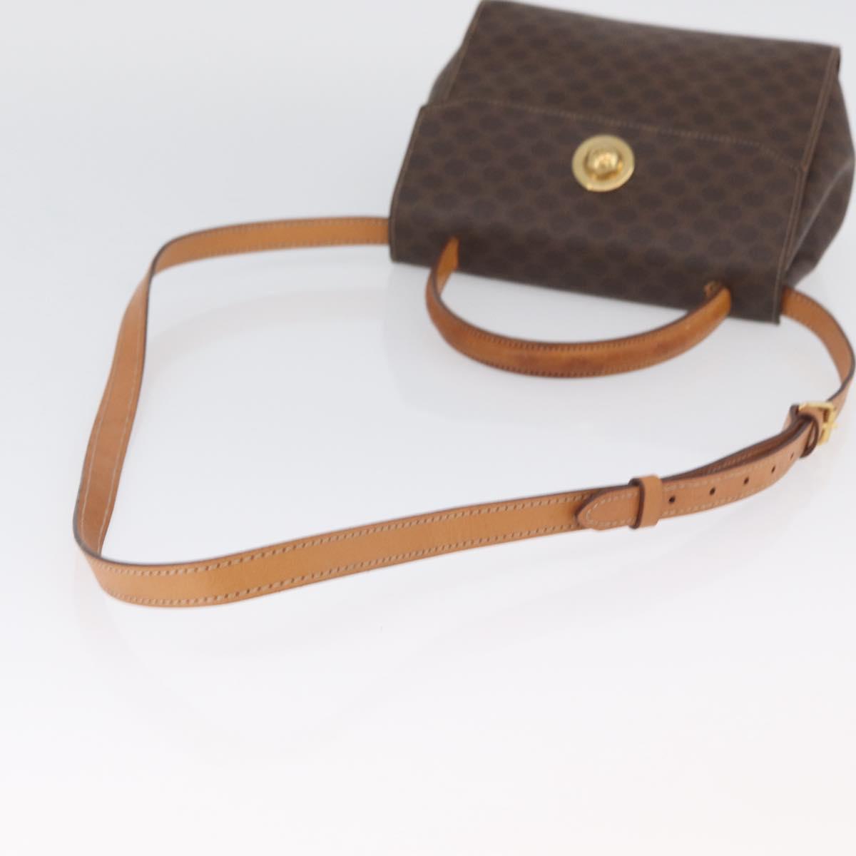 CELINE Macadam Canvas Hand Bag PVC 2way Brown Gold Auth bs34055