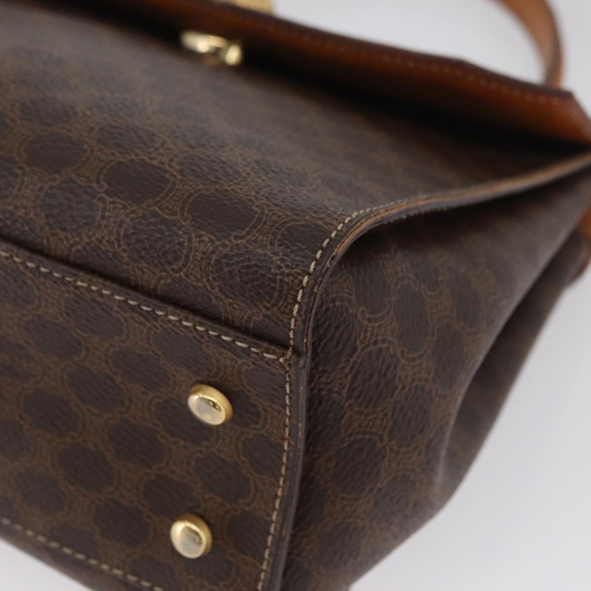 CELINE Macadam Canvas Hand Bag PVC 2way Brown Gold Auth bs34055