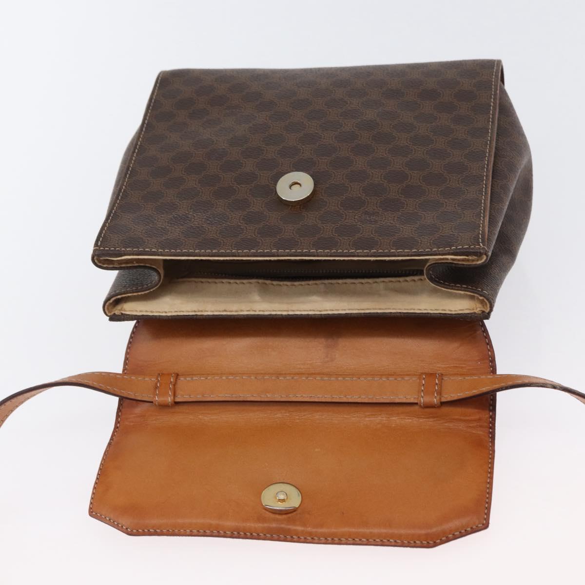 CELINE Macadam Canvas Hand Bag PVC 2way Brown Gold Auth bs34055