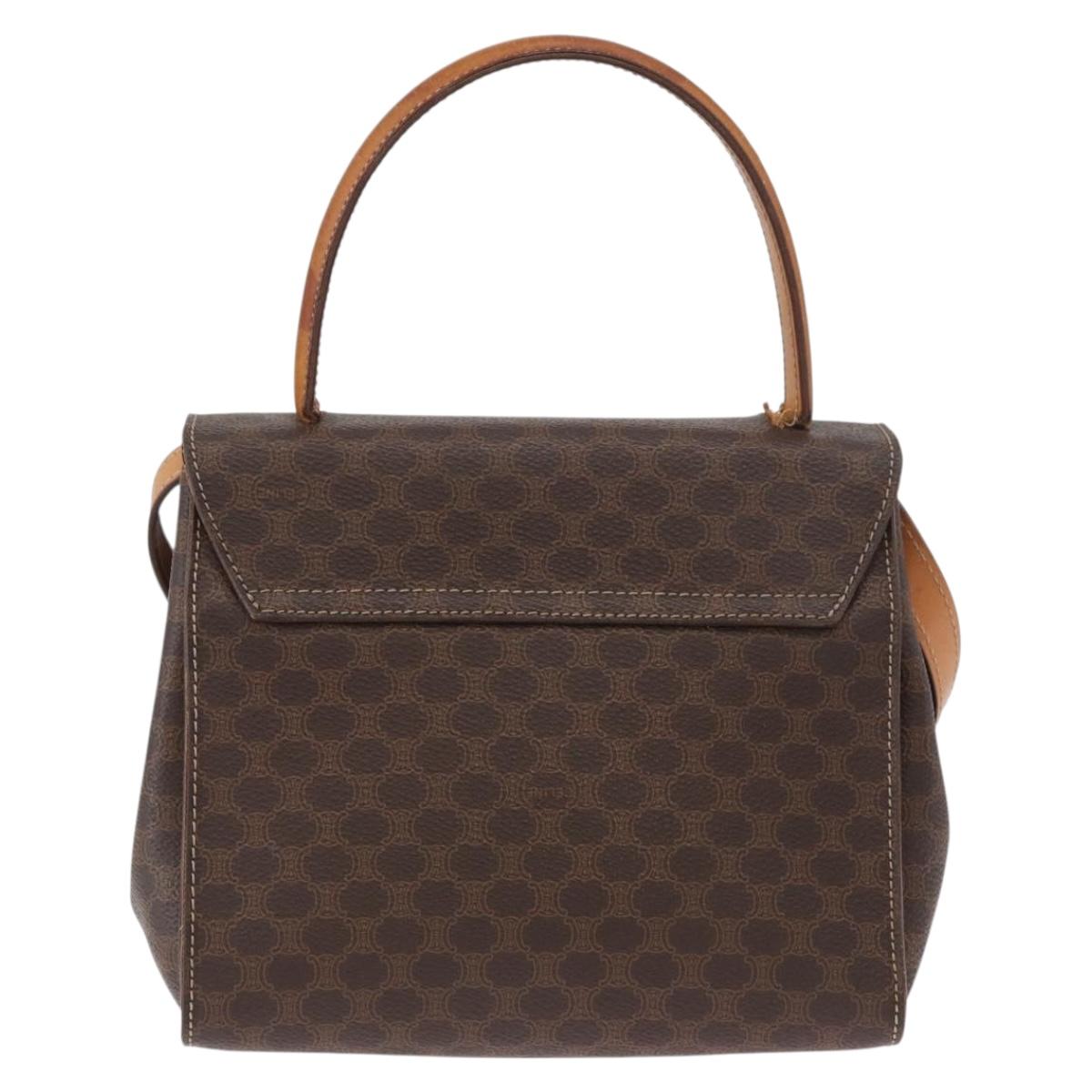 CELINE Macadam Canvas Hand Bag PVC 2way Brown Gold Auth bs34055