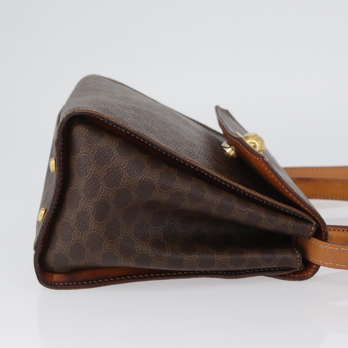 CELINE Macadam Canvas Hand Bag PVC 2way Brown Gold Auth bs34055