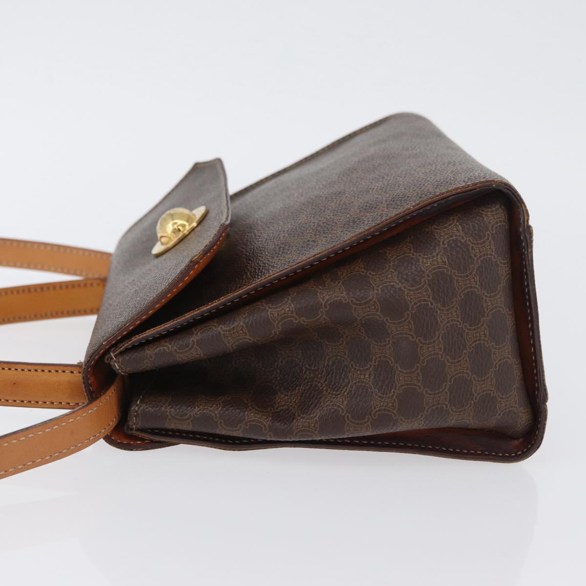 CELINE Macadam Canvas Hand Bag PVC 2way Brown Gold Auth bs34055