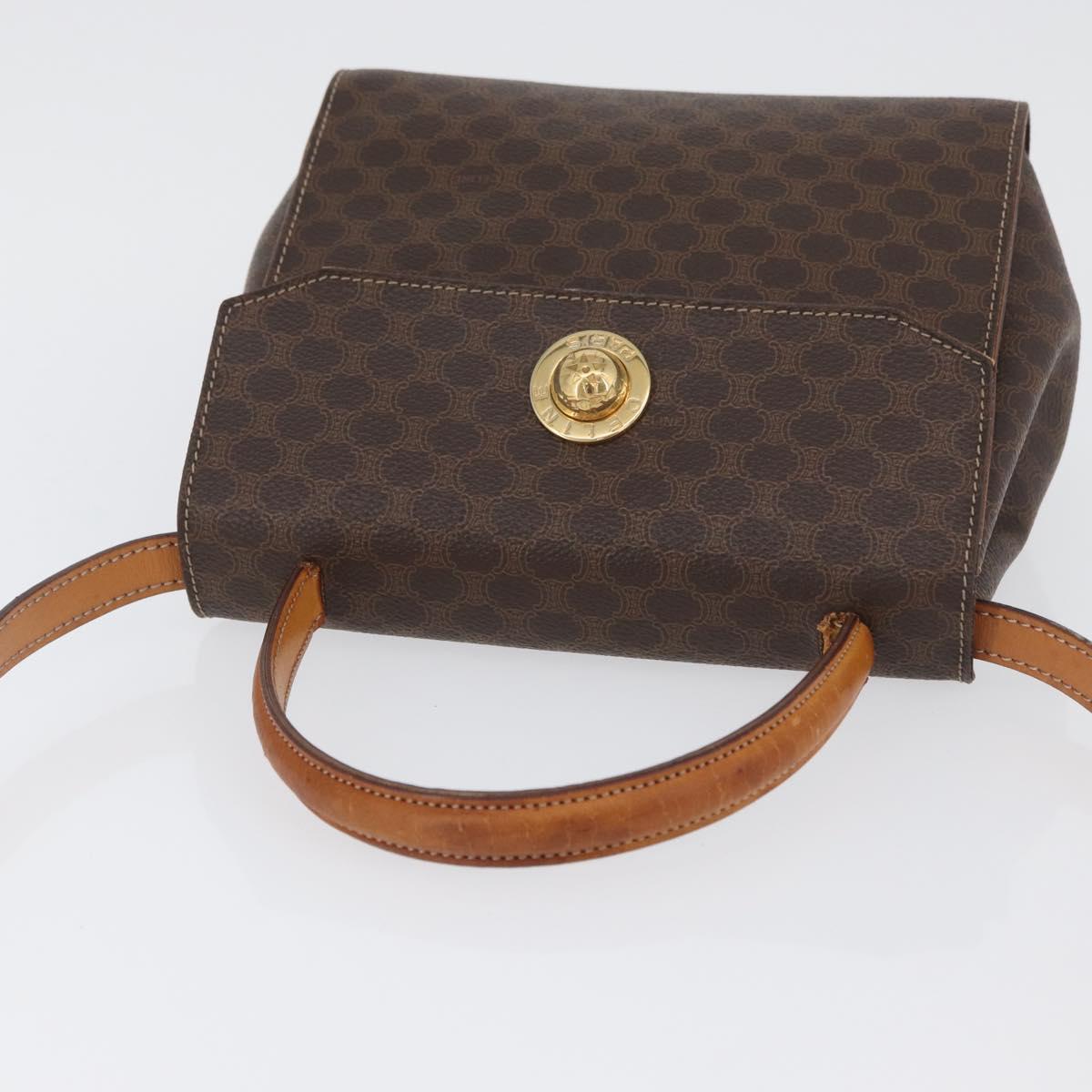 CELINE Macadam Canvas Hand Bag PVC 2way Brown Gold Auth bs34055