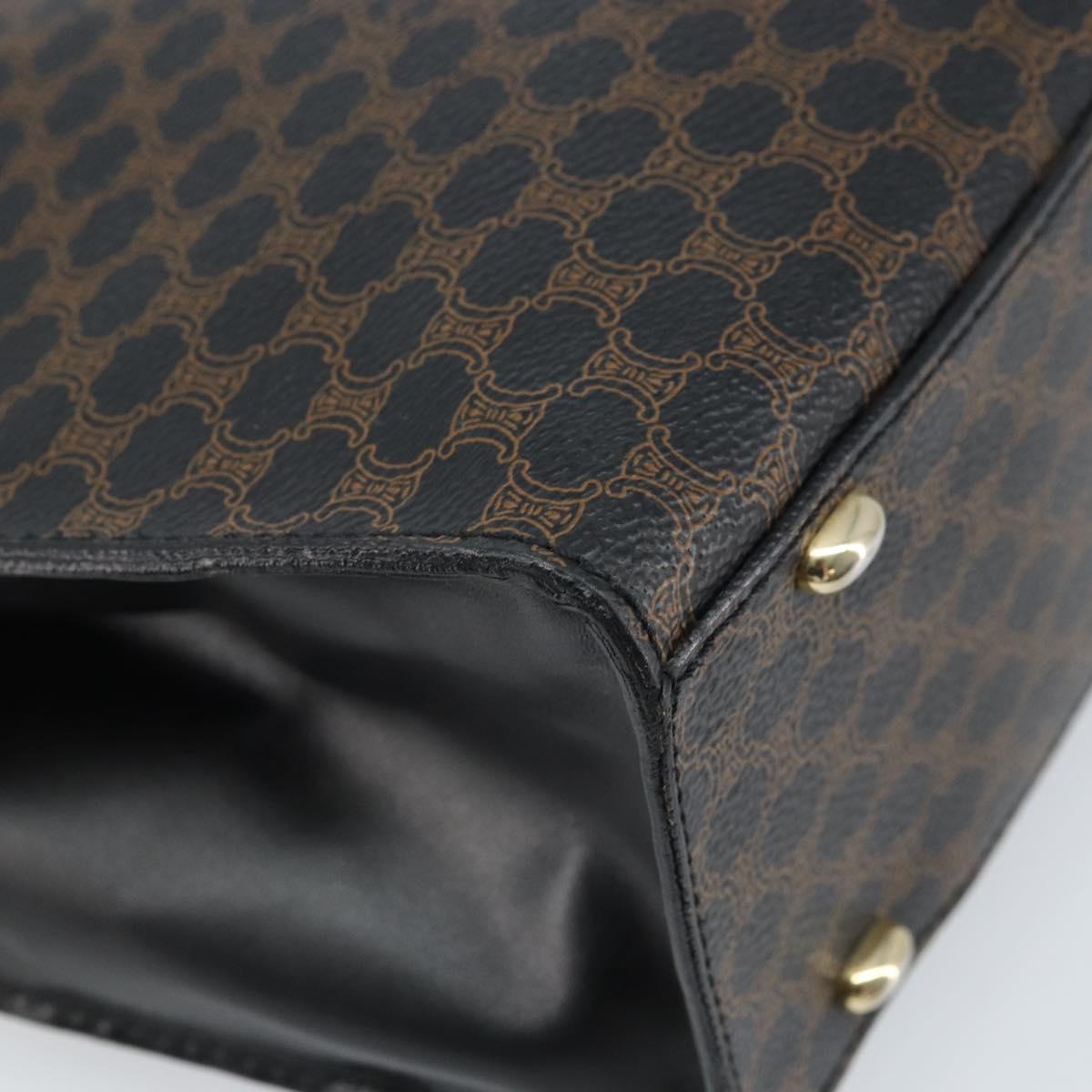 CELINE Macadam Canvas Hand Bag PVC Leather Black Gold Auth bs34056