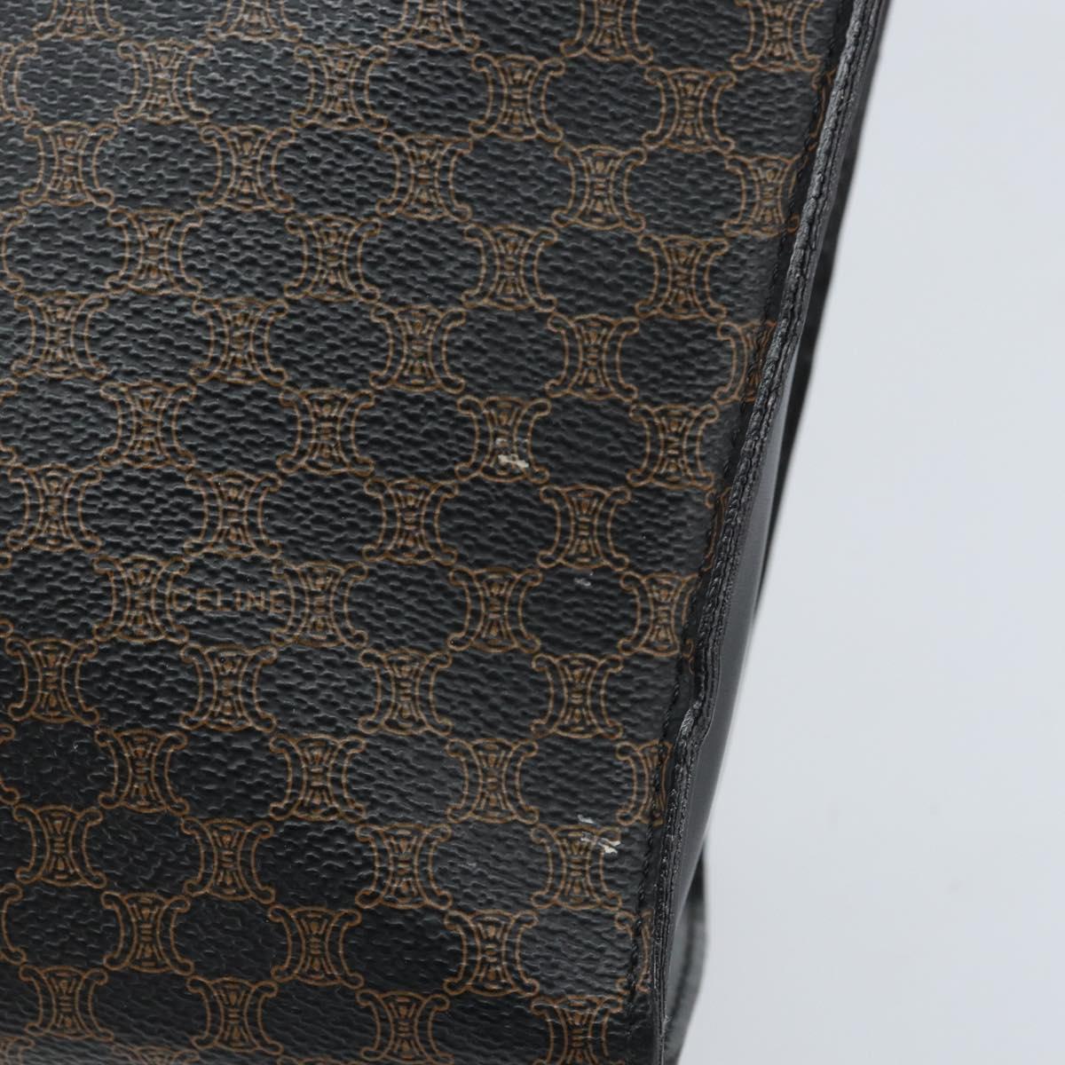 CELINE Macadam Canvas Hand Bag PVC Leather Black Gold Auth bs34056