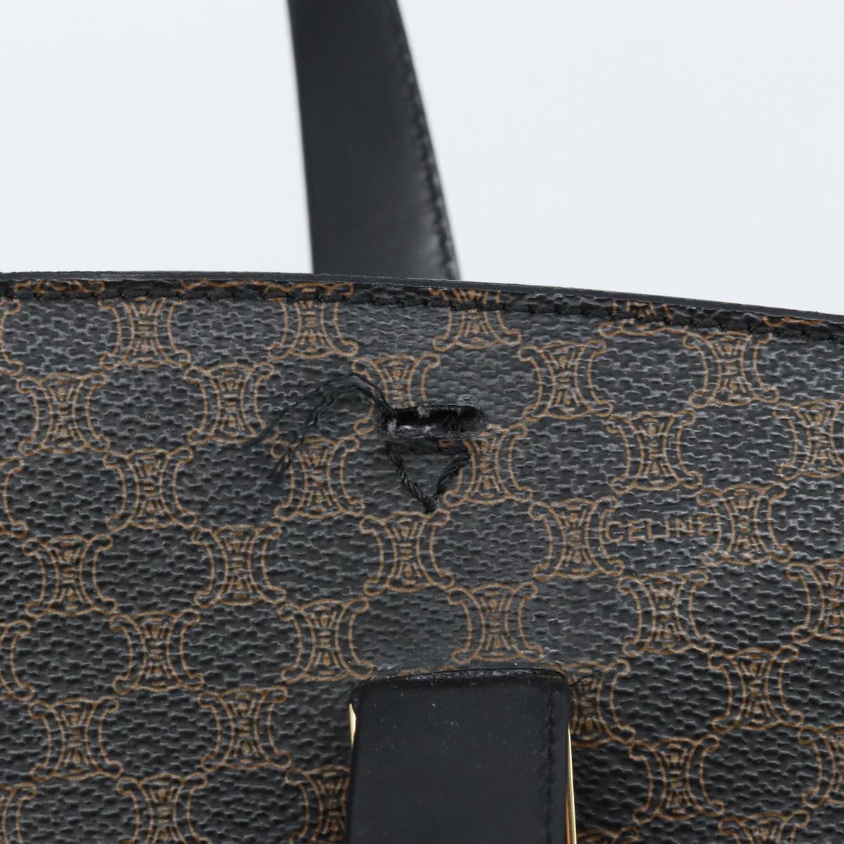 CELINE Macadam Canvas Hand Bag PVC Leather Black Gold Auth bs34056