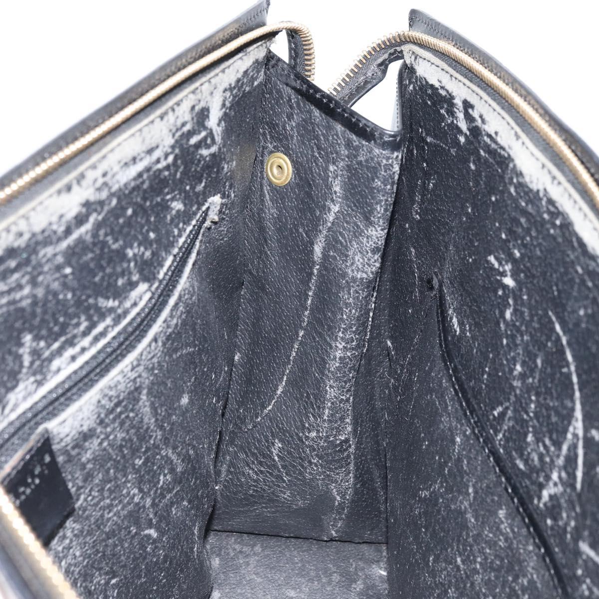 CELINE Macadam Canvas Hand Bag PVC Leather Black Gold Auth bs34056
