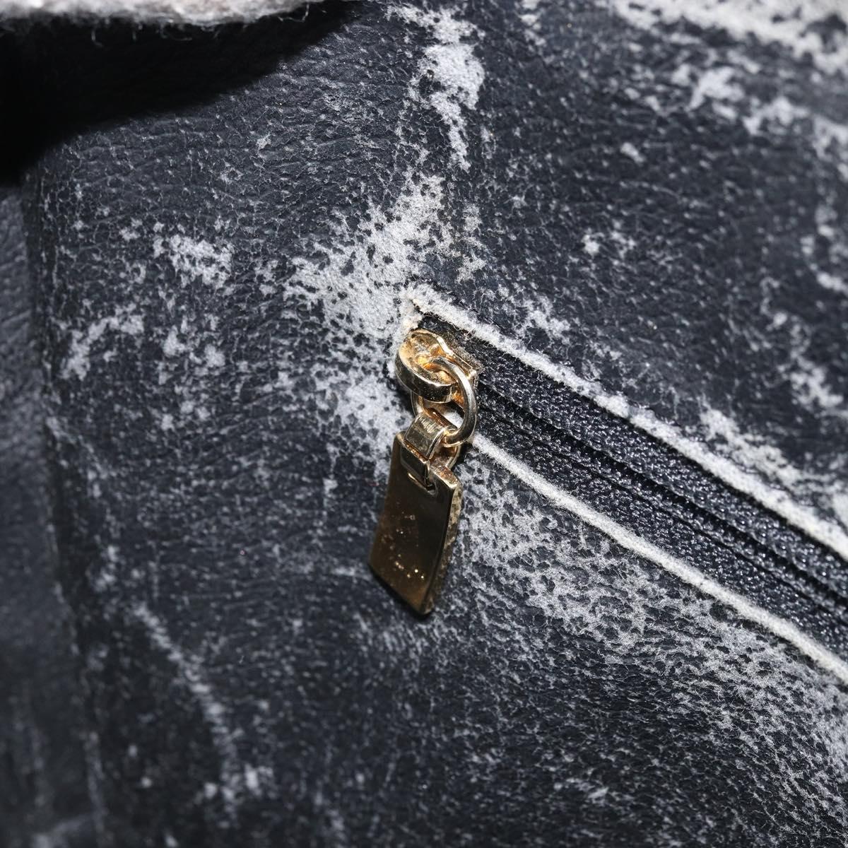 CELINE Macadam Canvas Hand Bag PVC Leather Black Gold Auth bs34056