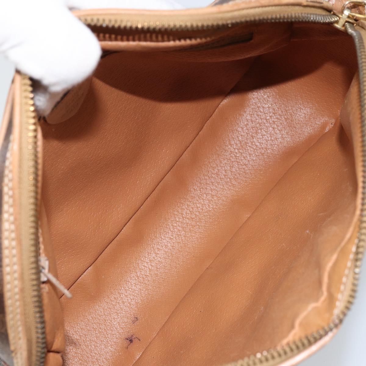 CELINE Macadam Canvas Shoulder Bag PVC Brown Gold Auth bs34058