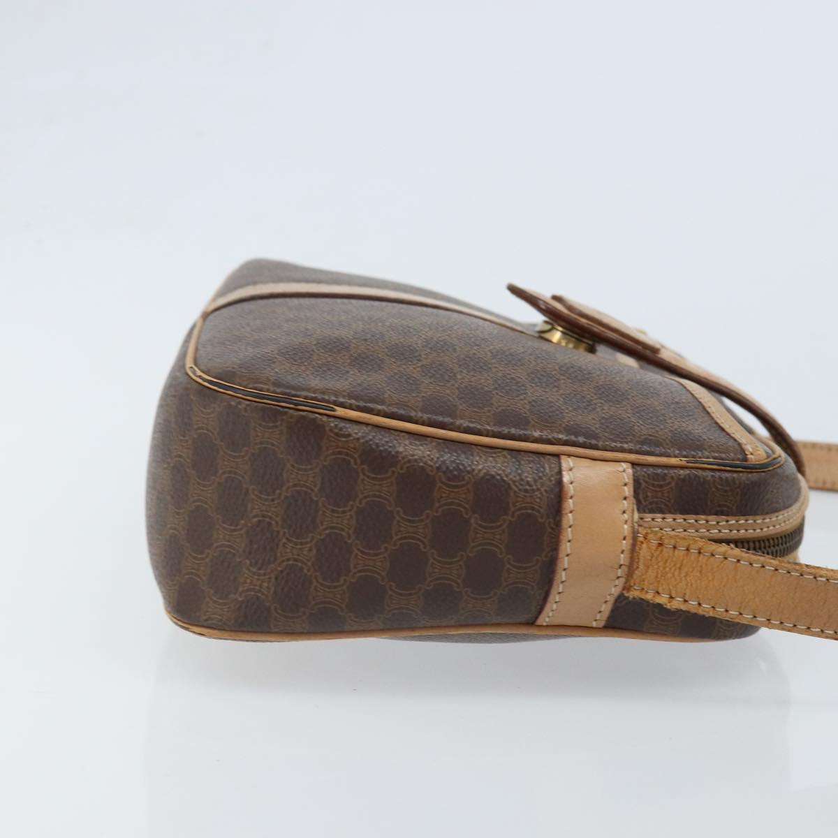CELINE Macadam Canvas Shoulder Bag PVC Brown Gold Auth bs34058