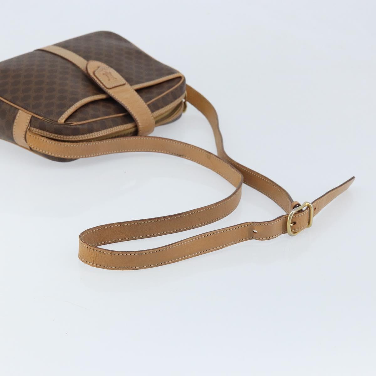 CELINE Macadam Canvas Shoulder Bag PVC Brown Gold Auth bs34058