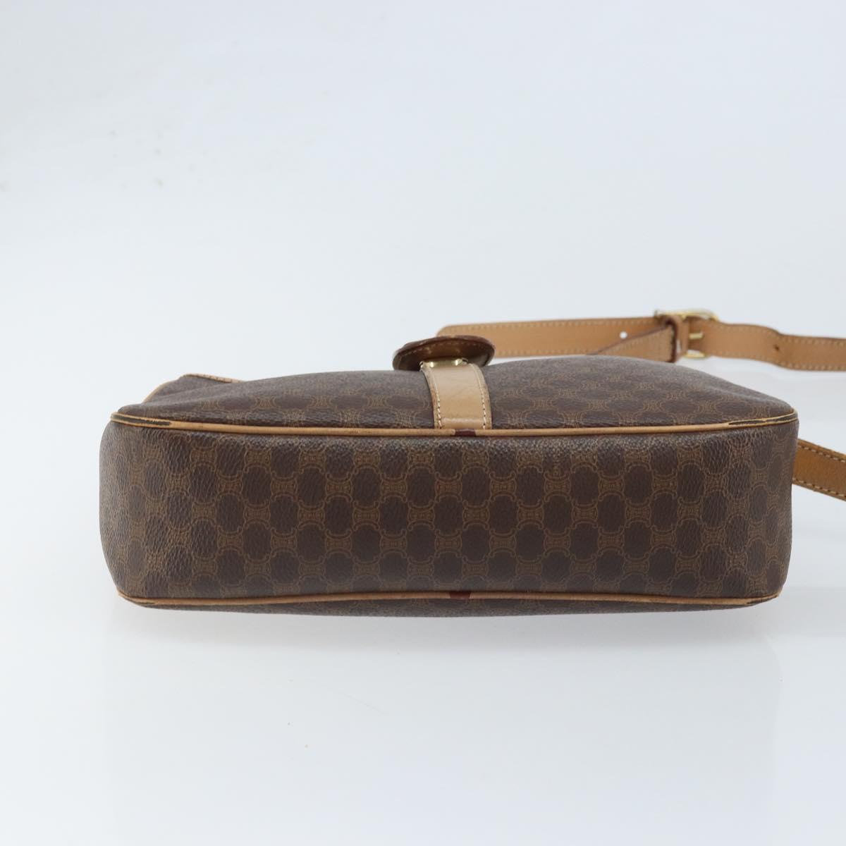 CELINE Macadam Canvas Shoulder Bag PVC Brown Gold Auth bs34058