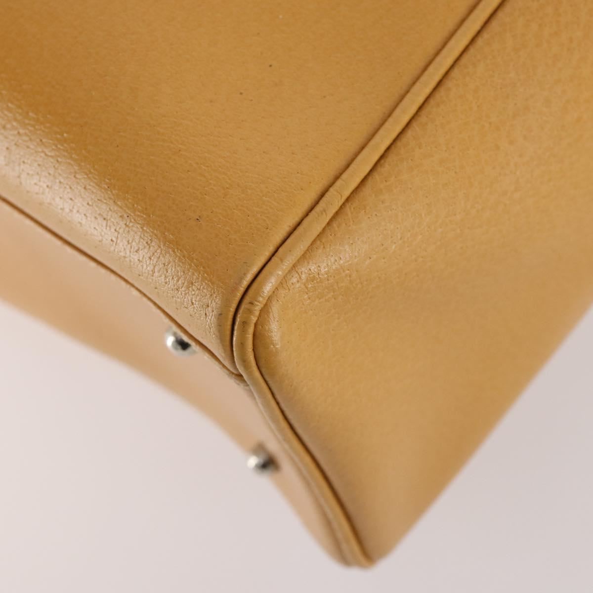 GUCCI Hand Bag Leather Beige Auth bs34089