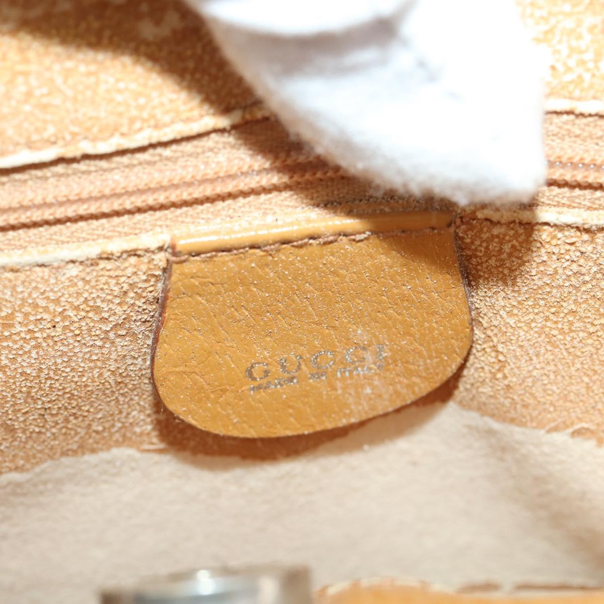 GUCCI Hand Bag Leather Beige Auth bs34089