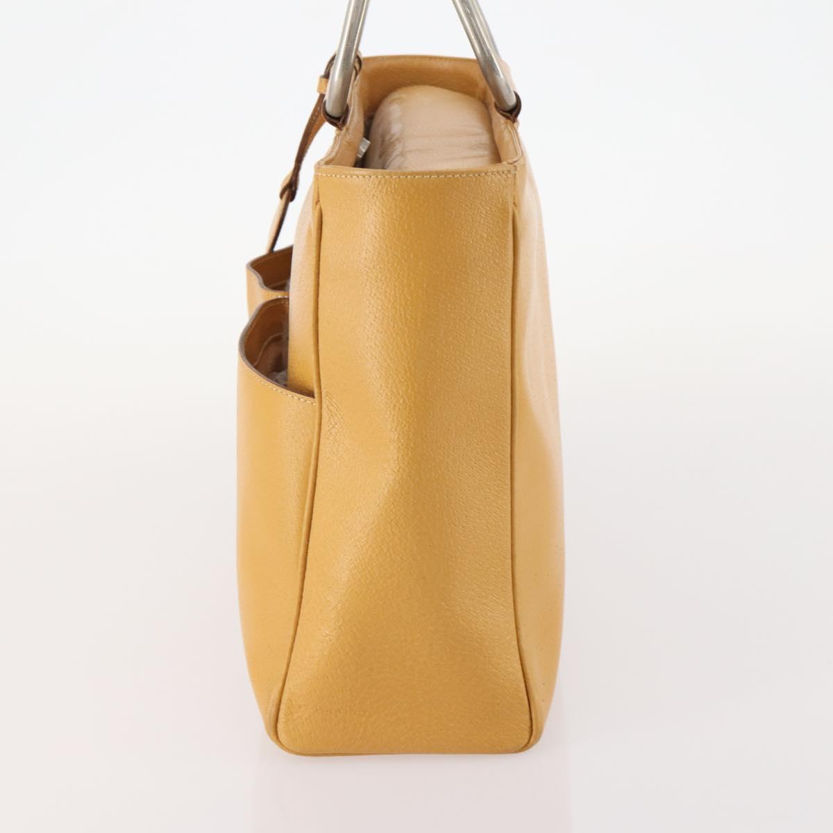 GUCCI Hand Bag Leather Beige Auth bs34089