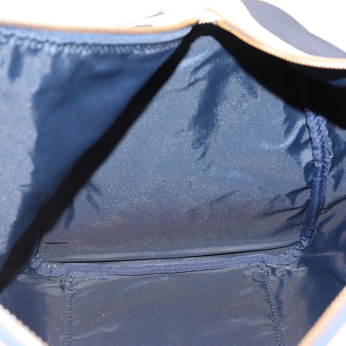 Christian Dior Boston Bag Coated Canvas Navy Gold Auth bs34091