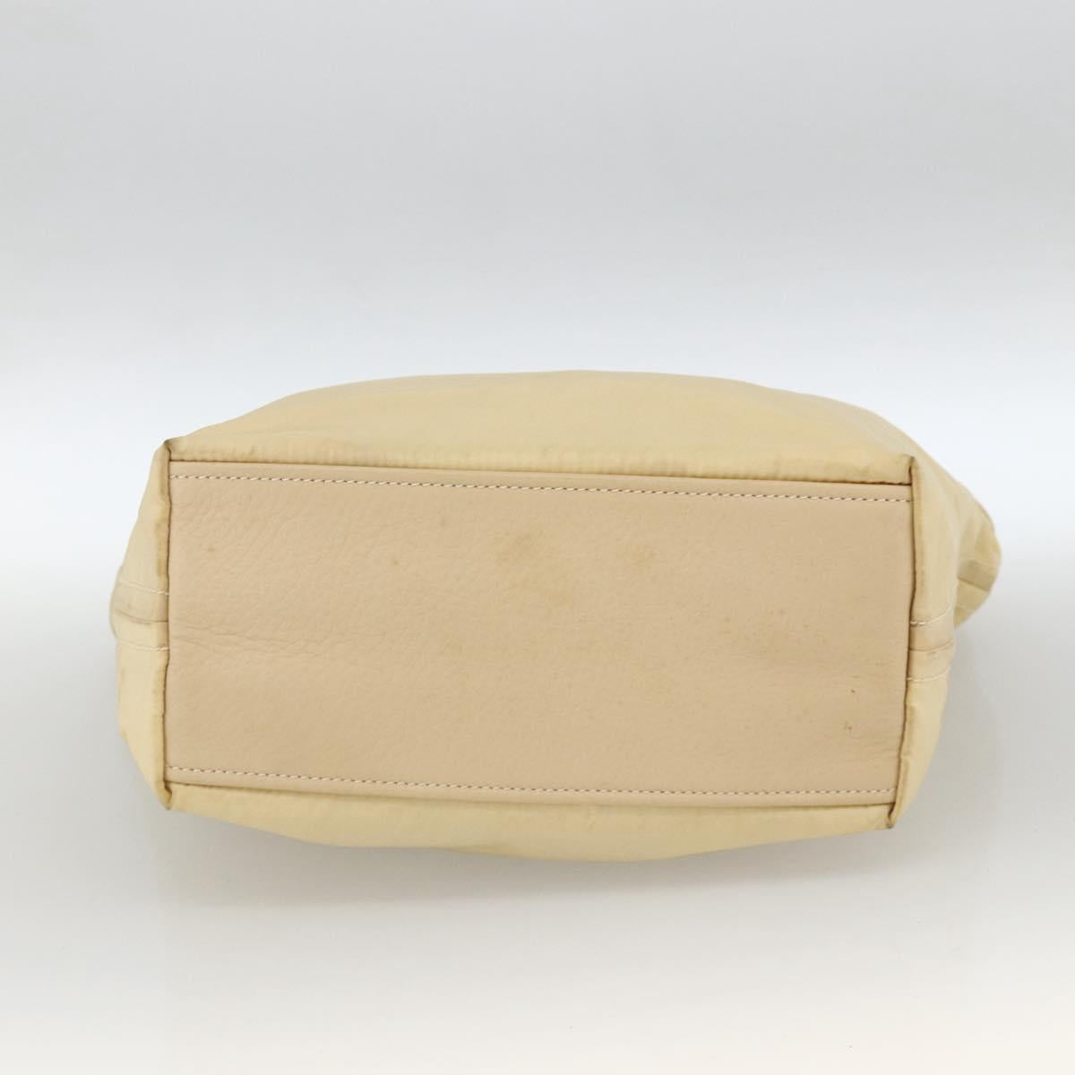 PRADA Shoulder Bag Nylon Beige Silver Auth bs34095