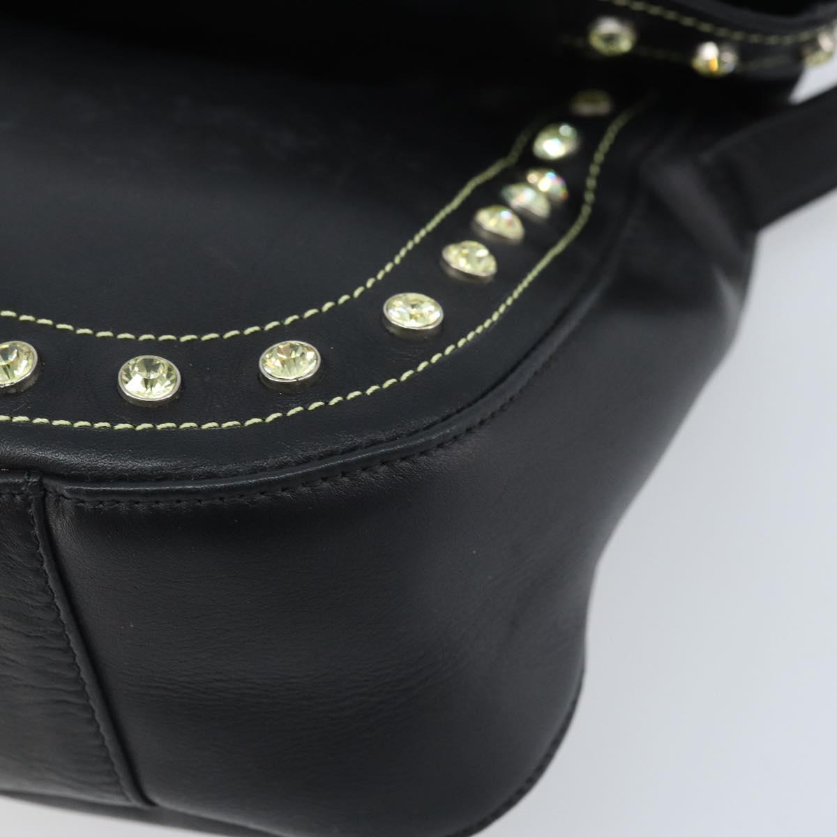 Gianni Versace Hand Bag Nylon Black Gold Auth bs34097
