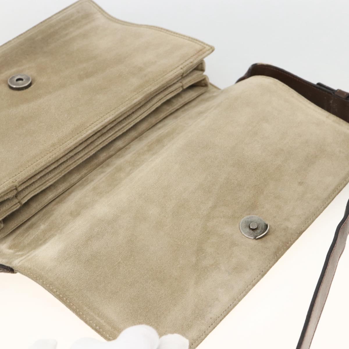 PRADA Shoulder Bag Suede Beige Silver Auth bs34098