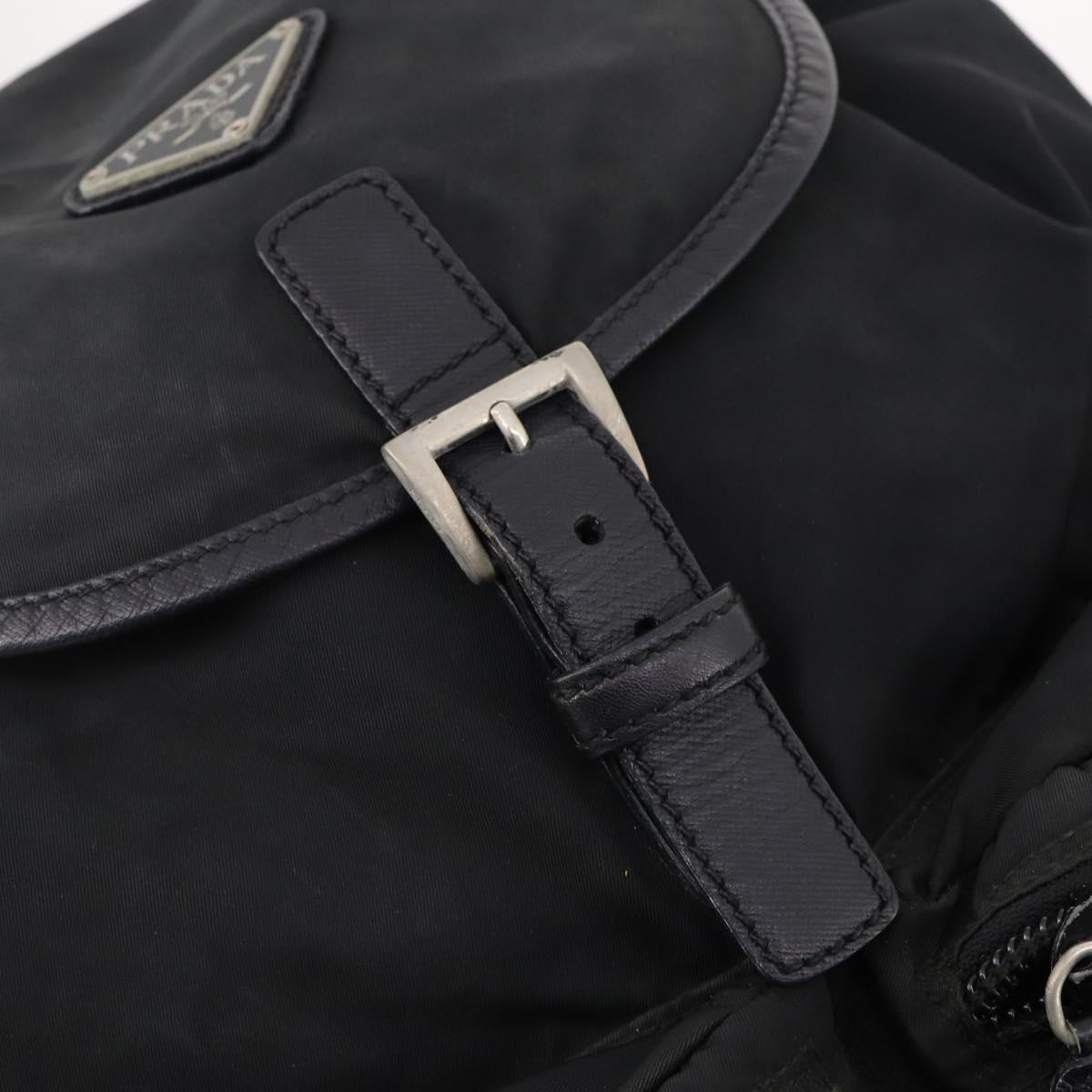 PRADA Backpack Nylon Black Silver Auth bs34099