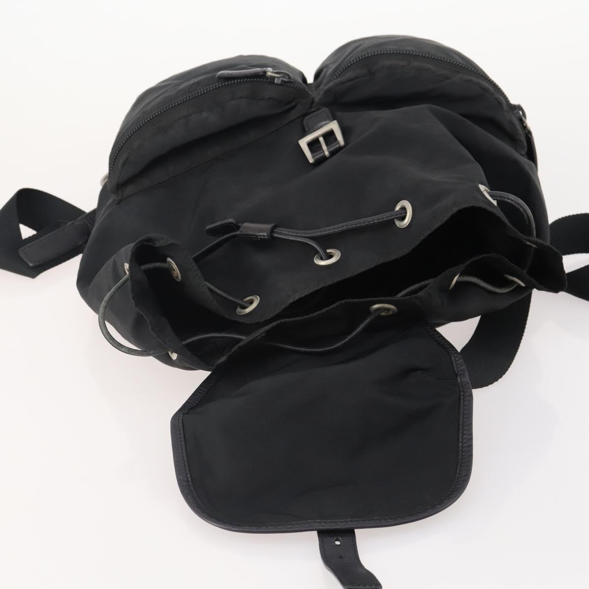 PRADA Backpack Nylon Black Silver Auth bs34099