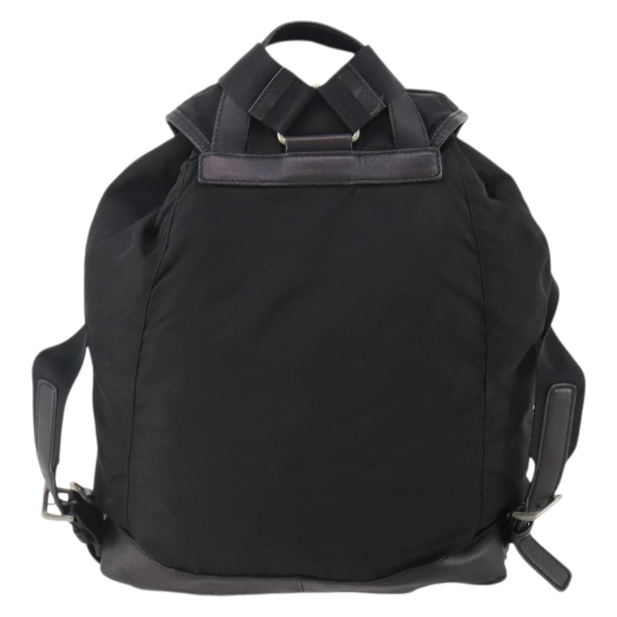 PRADA Backpack Nylon Black Silver Auth bs34099