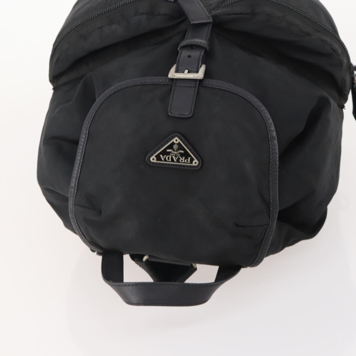 PRADA Backpack Nylon Black Silver Auth bs34099