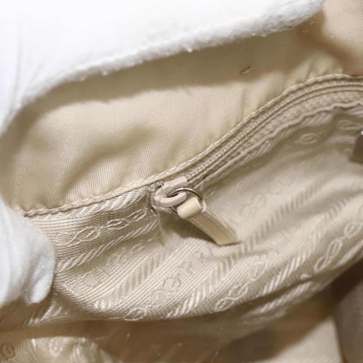 PRADA Hand Bag Nylon Beige Silver Auth bs34100