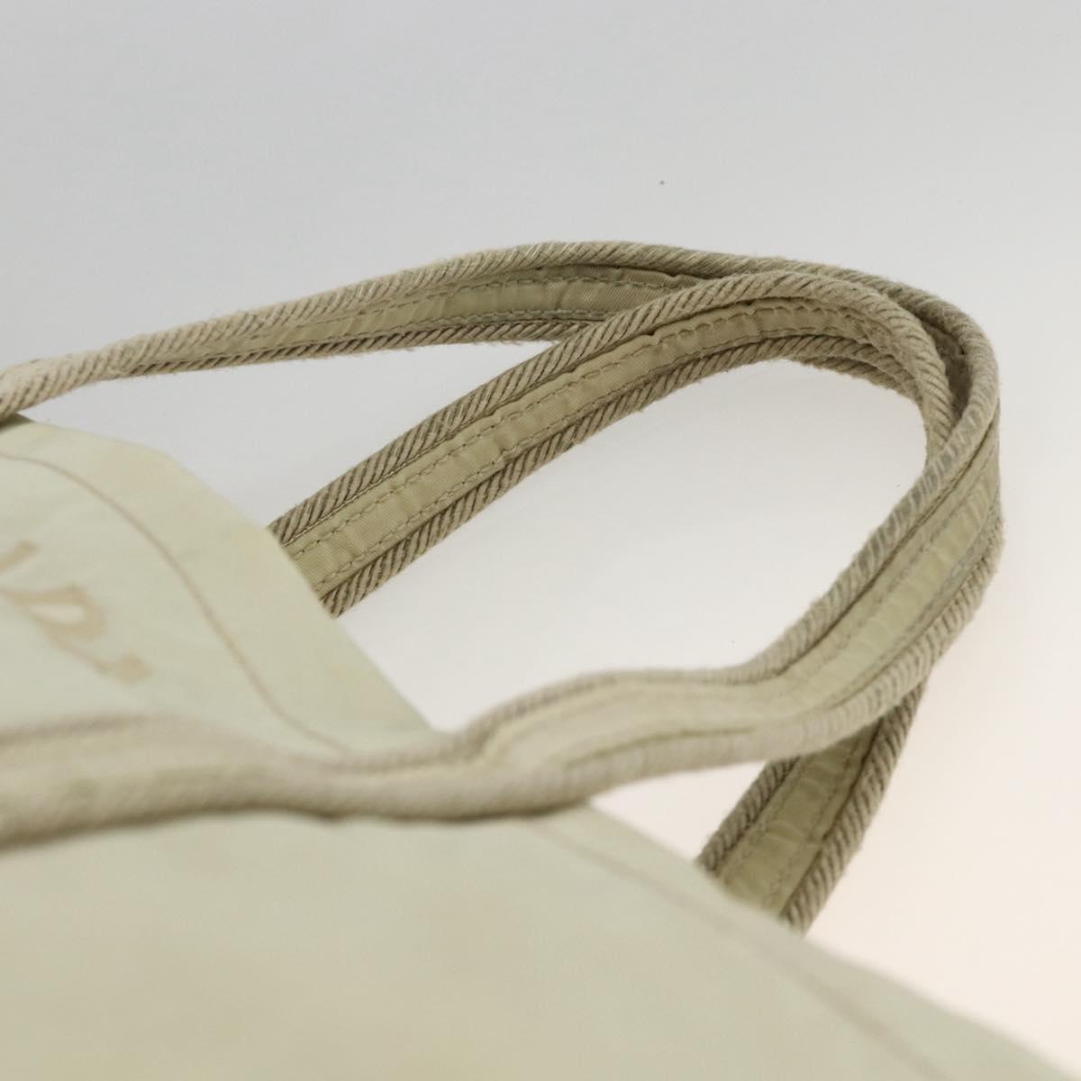 PRADA Hand Bag Nylon Beige Silver Auth bs34100