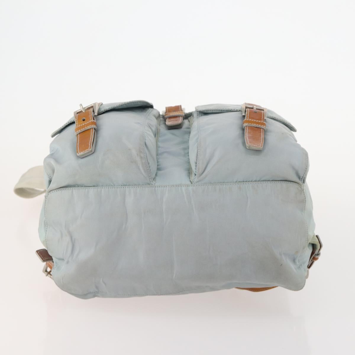 PRADA Backpack Nylon Light Blue Silver Auth bs34101