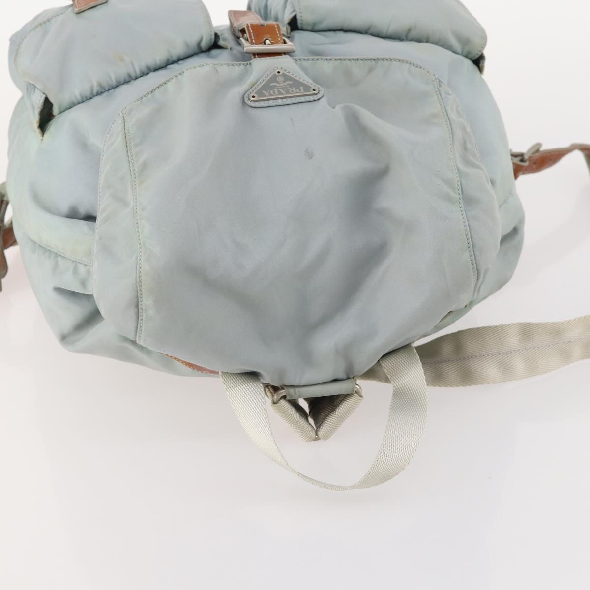 PRADA Backpack Nylon Light Blue Silver Auth bs34101