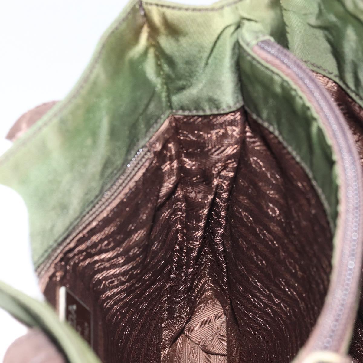 PRADA Hand Bag Nylon Green Auth bs34103