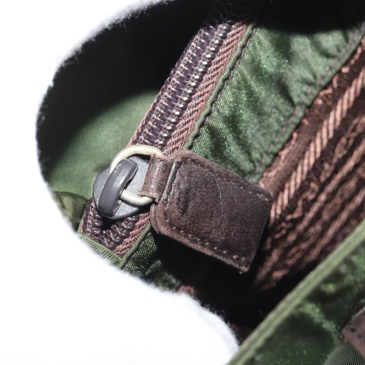 PRADA Hand Bag Nylon Green Auth bs34103