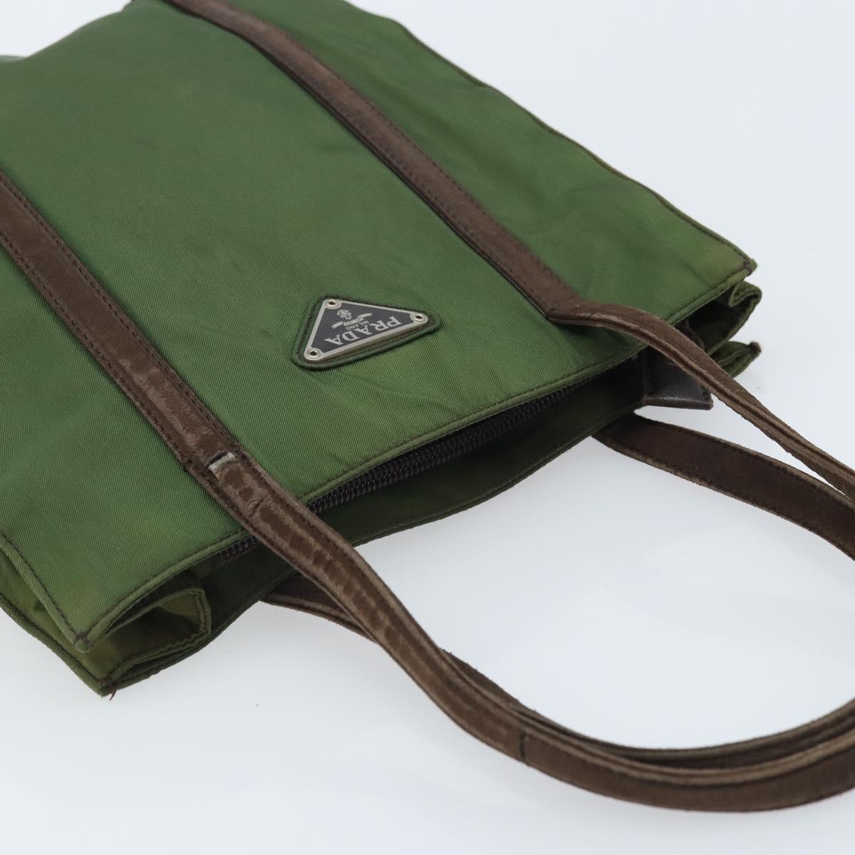 PRADA Hand Bag Nylon Green Auth bs34103