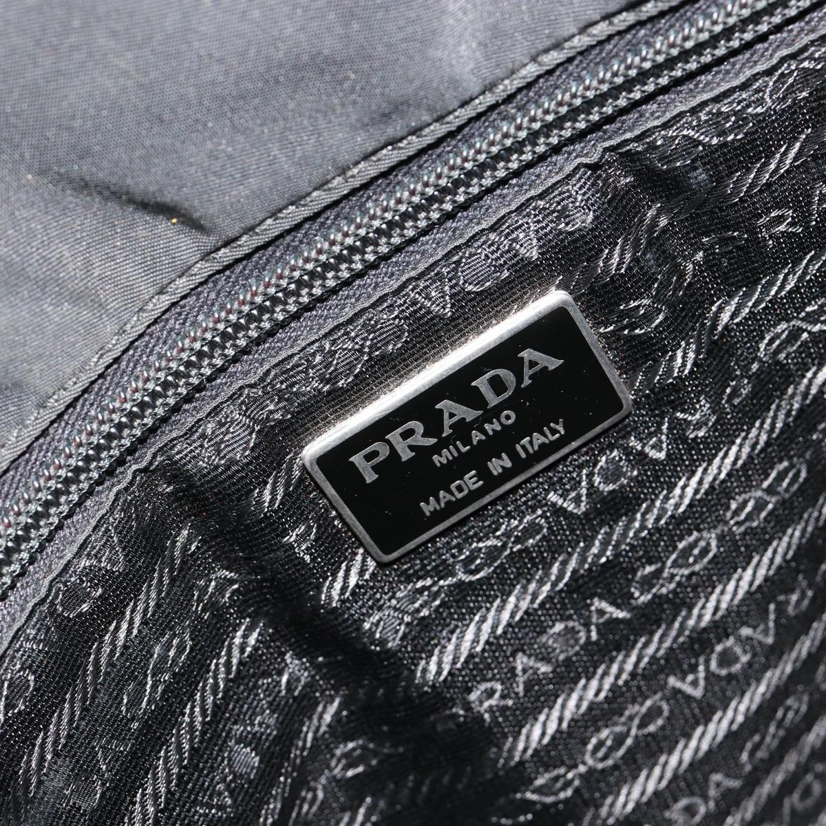 PRADA Hand Bag Nylon Black Silver Auth bs34105
