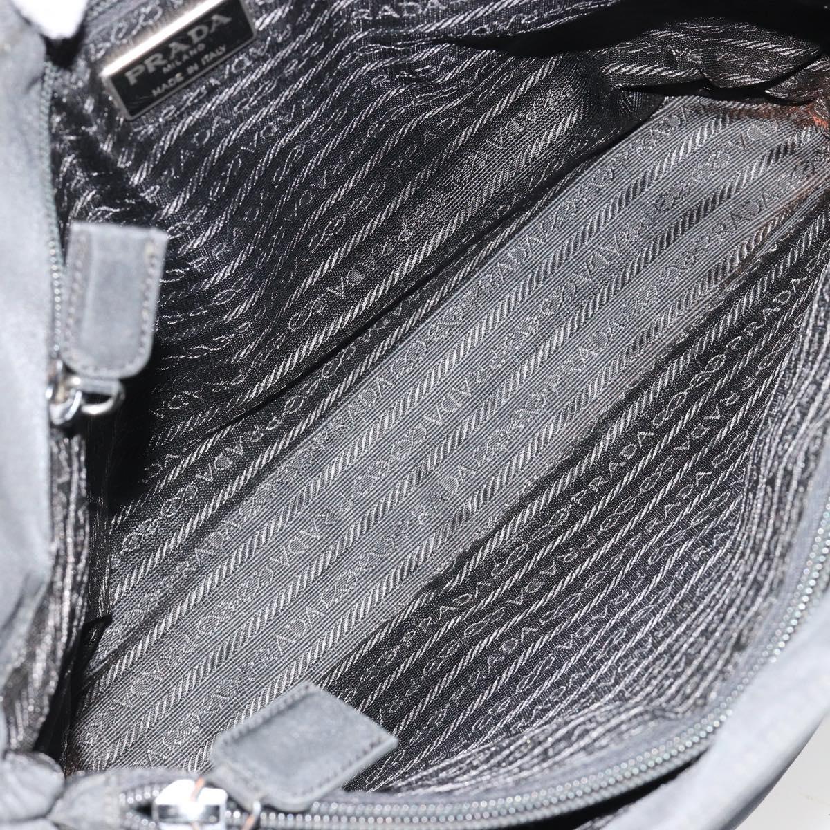 PRADA Hand Bag Nylon Black Silver Auth bs34105