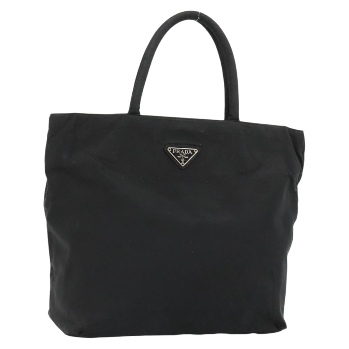 PRADA Hand Bag Nylon Black Silver Auth bs34105