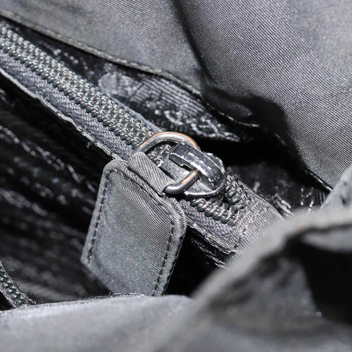 PRADA Hand Bag Nylon Black Silver Auth bs34105