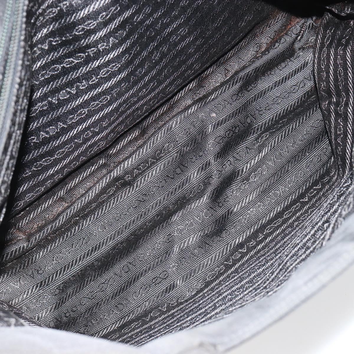 PRADA Hand Bag Nylon Black Silver Auth bs34105