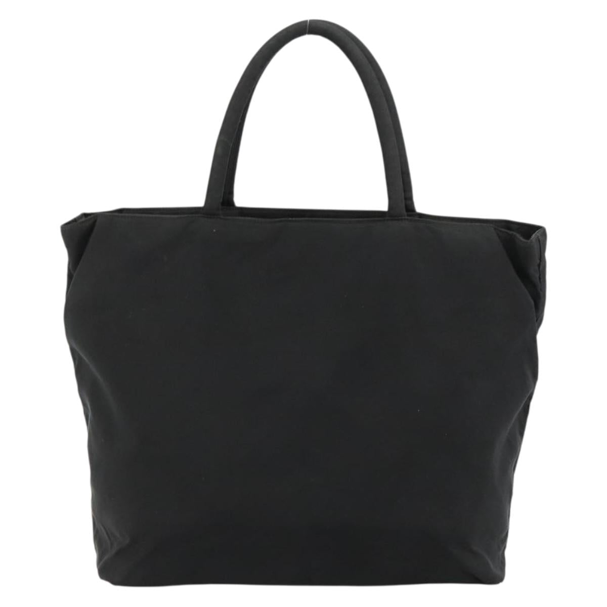 PRADA Hand Bag Nylon Black Silver Auth bs34105