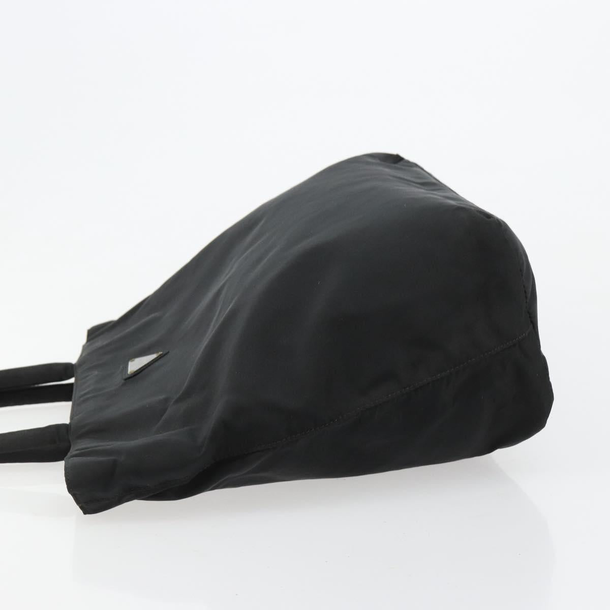 PRADA Hand Bag Nylon Black Silver Auth bs34105