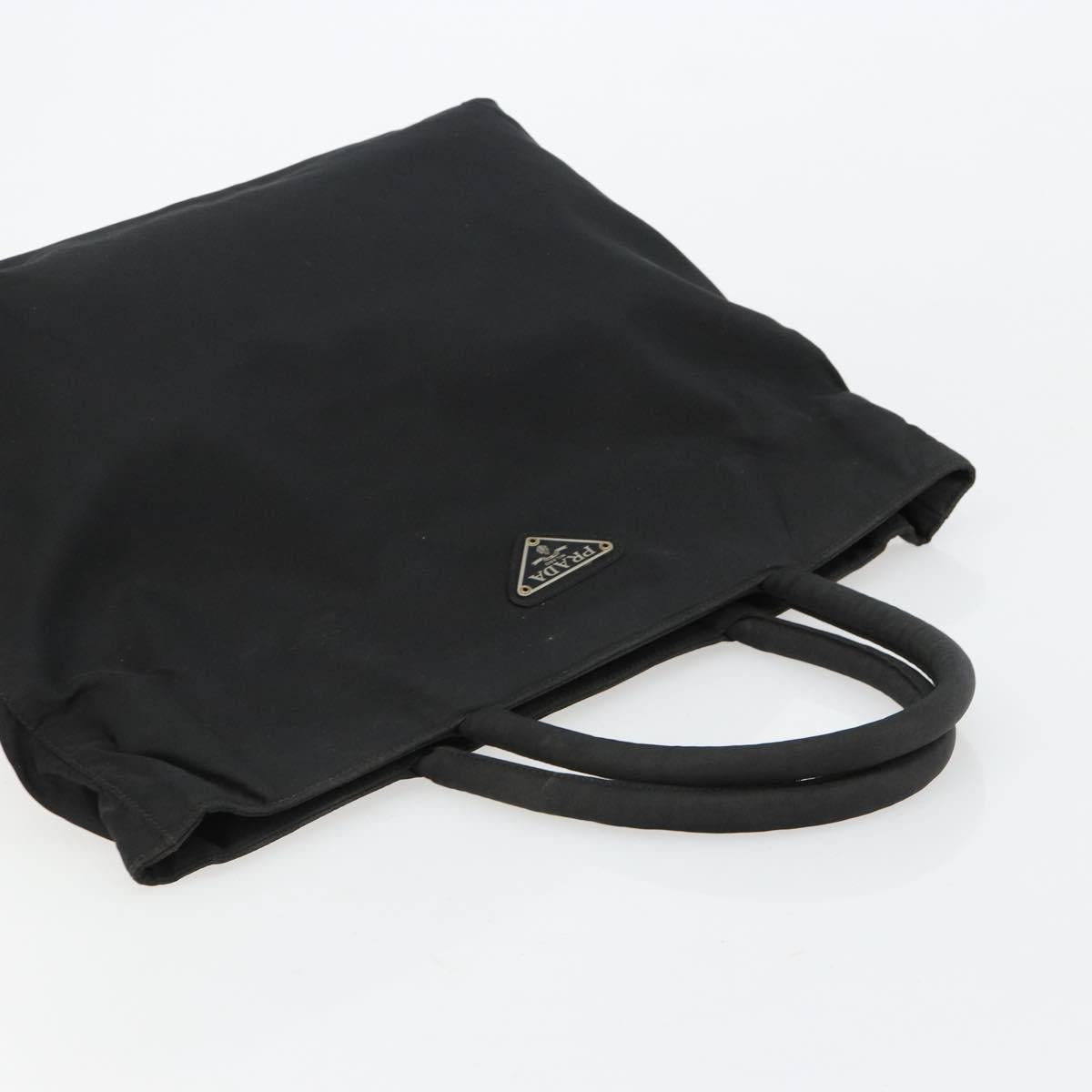 PRADA Hand Bag Nylon Black Silver Auth bs34105