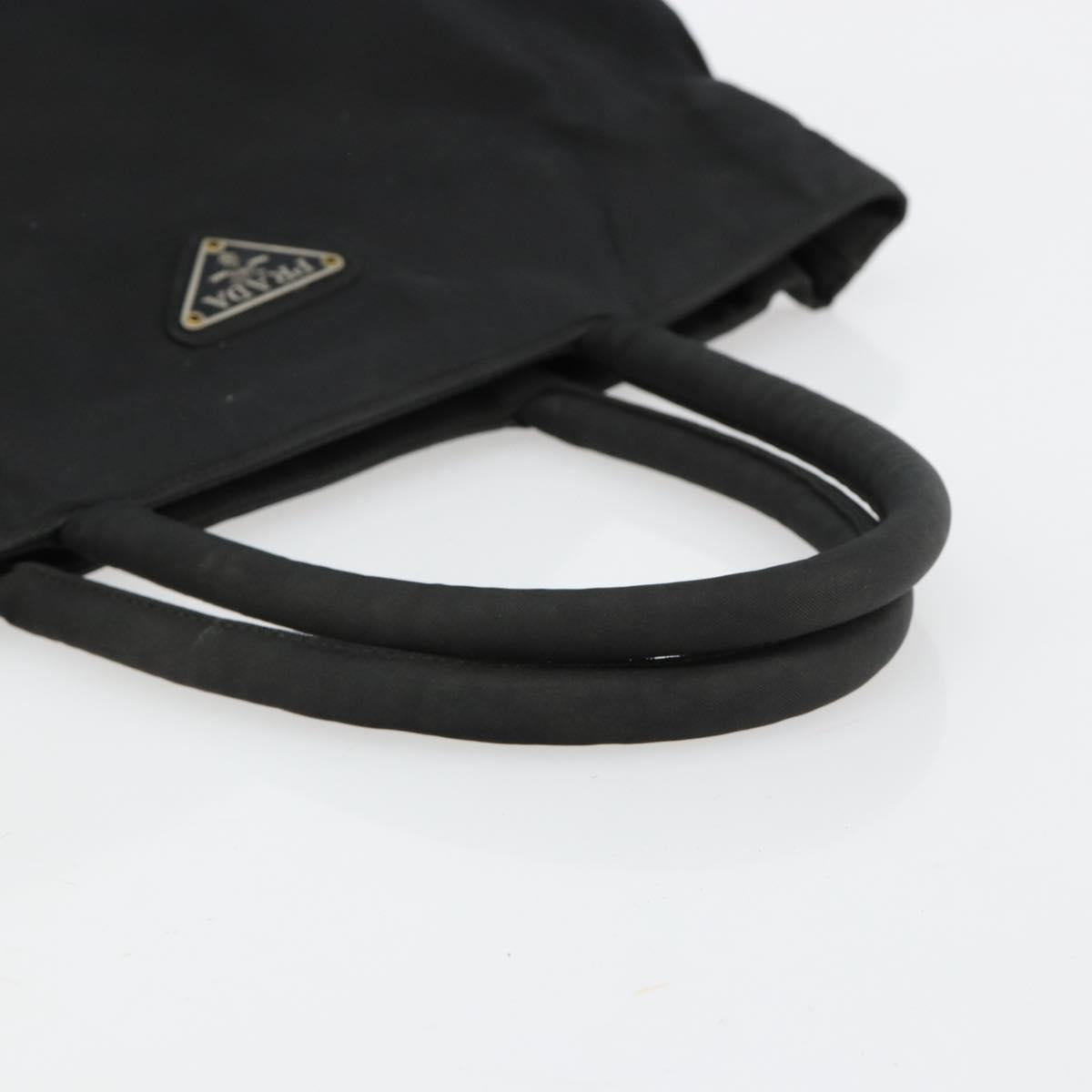PRADA Hand Bag Nylon Black Silver Auth bs34105