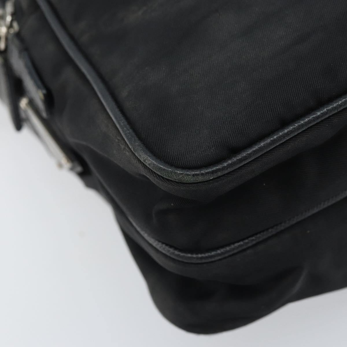 PRADA Shoulder Bag Nylon Black Silver Auth bs34107