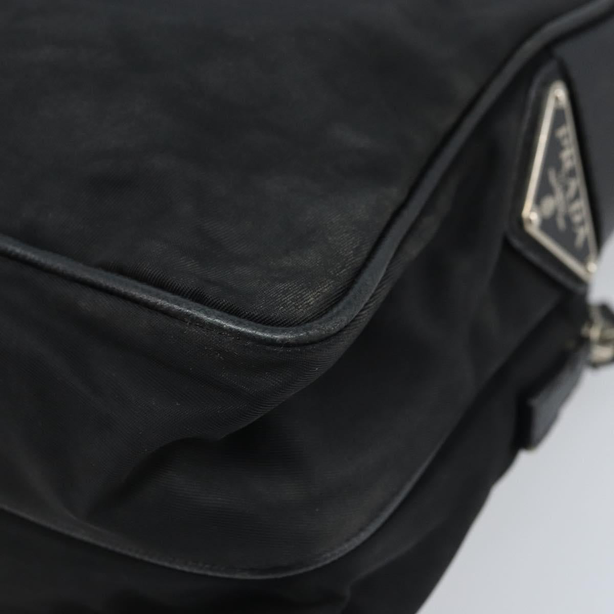 PRADA Shoulder Bag Nylon Black Silver Auth bs34107