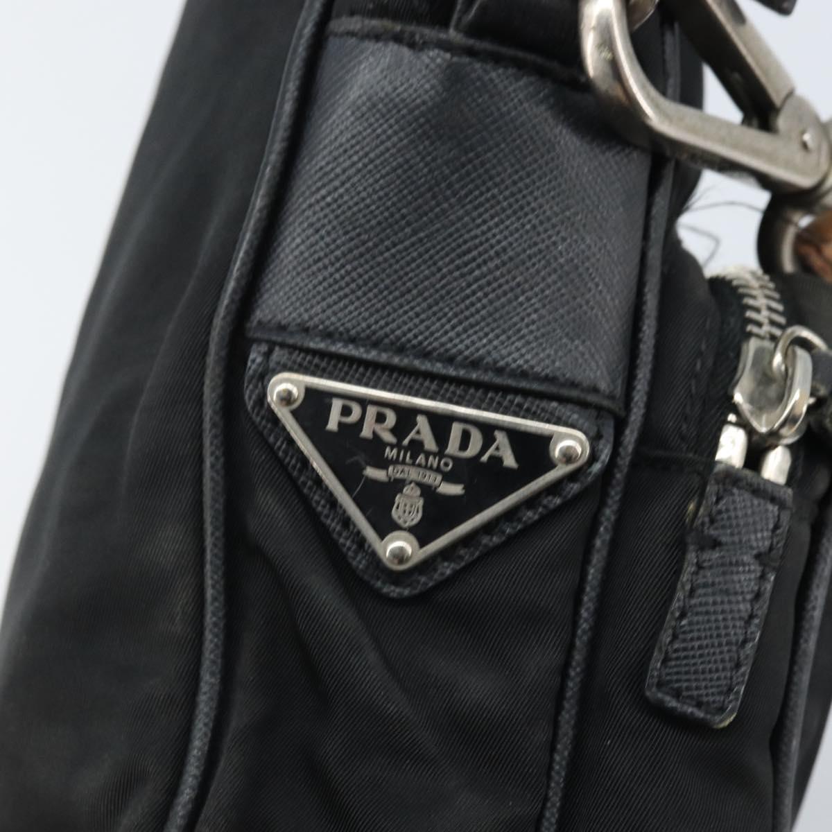 PRADA Shoulder Bag Nylon Black Silver Auth bs34107