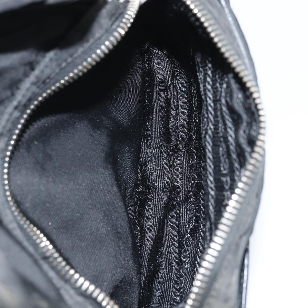 PRADA Shoulder Bag Nylon Black Silver Auth bs34107
