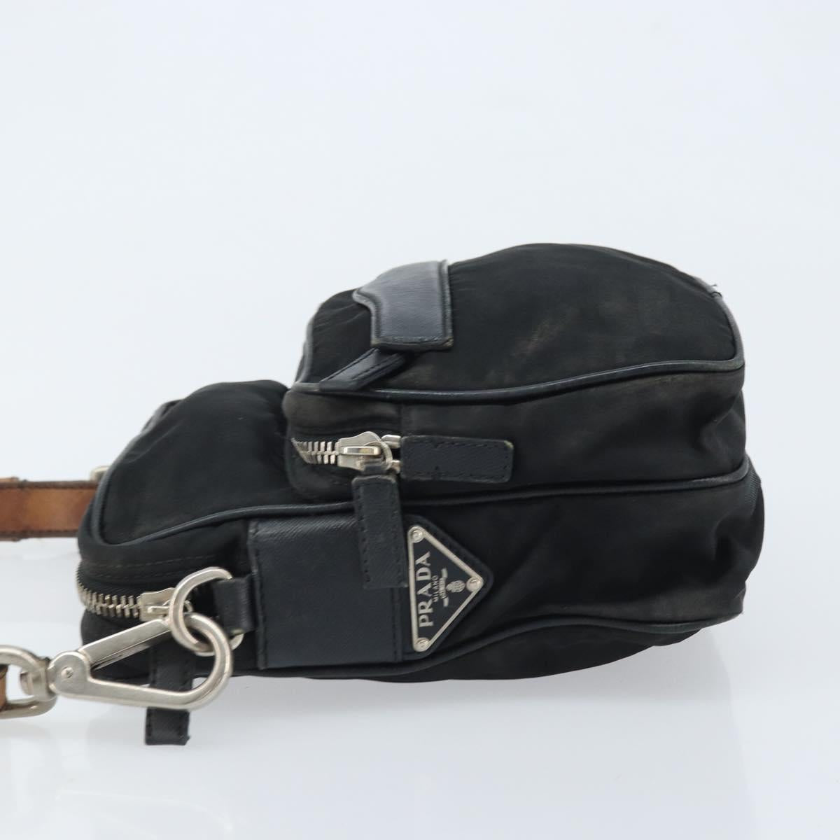 PRADA Shoulder Bag Nylon Black Silver Auth bs34107