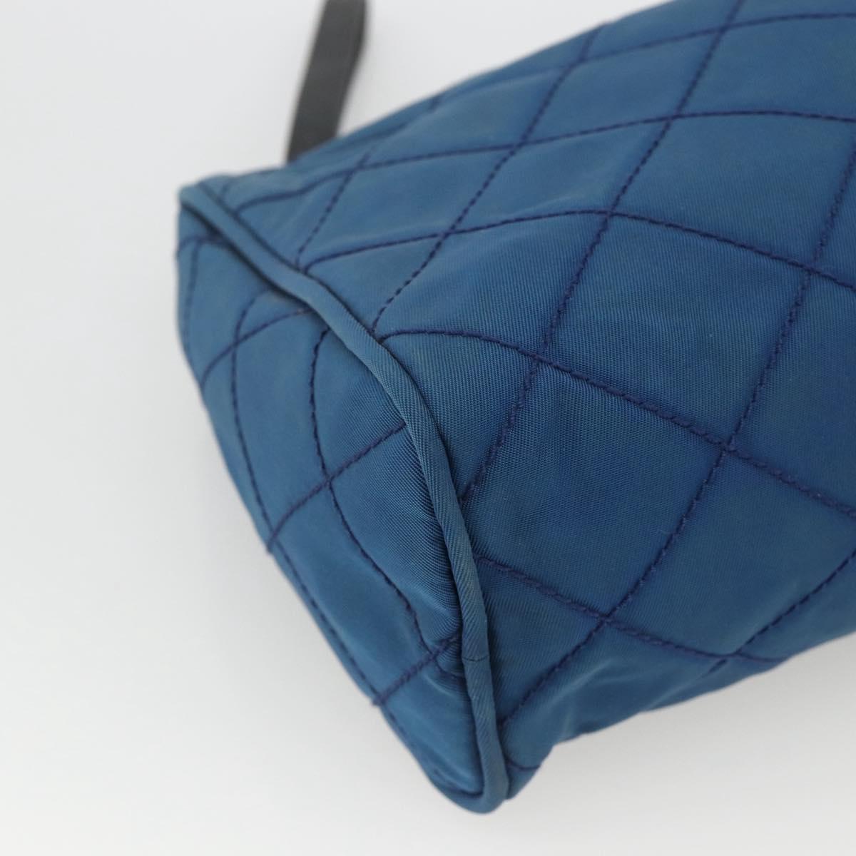 PRADA Pouch Nylon Blue Silver Auth bs34108